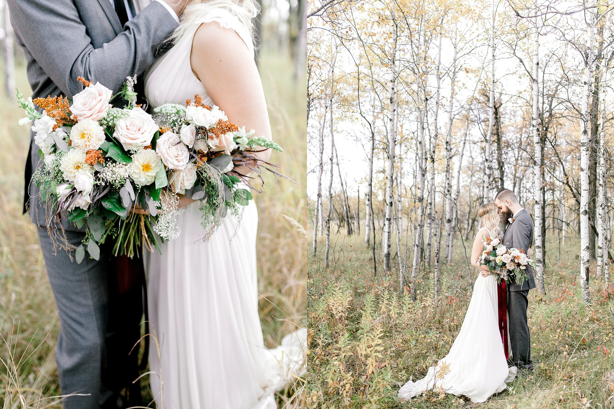 Forest Wedding Photos ideas, Fall Wedding pics, Winnipeg Wedding Photographer, Winnipeg Florist, Canadian Wedding Bouquet, Fall Wedding Florals