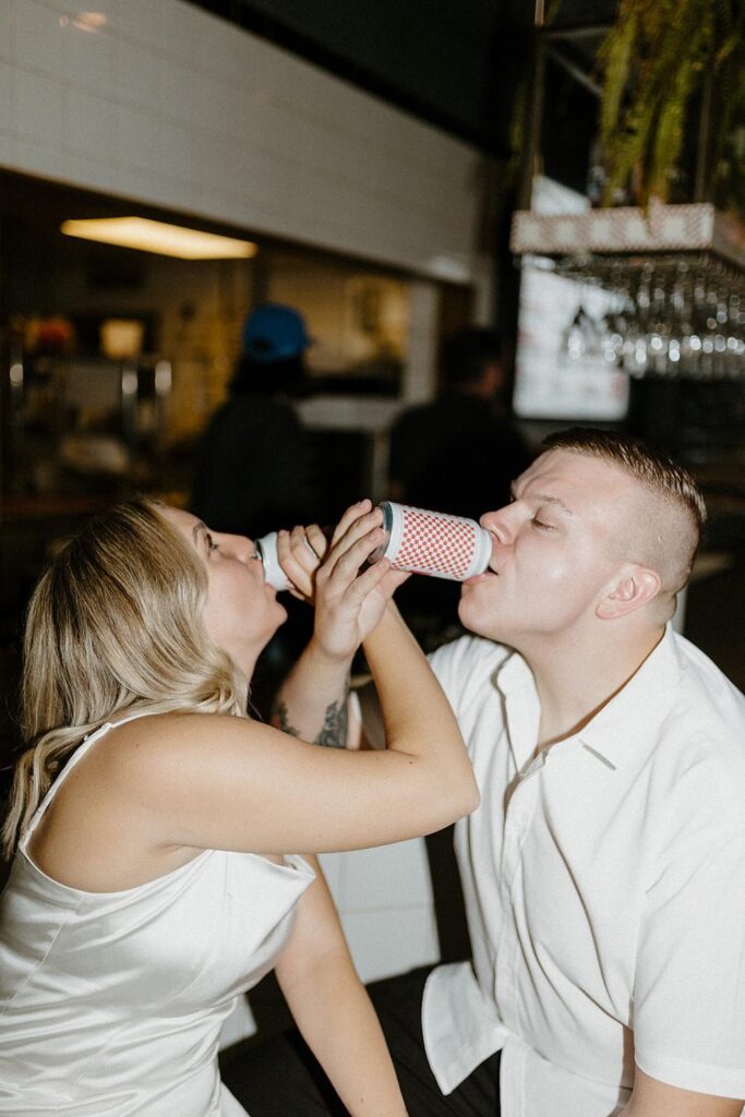 Indoor Engagement Session Ideas in Winnipeg, Winnipeg Engagement Session, Shorty's Pizza Winnipeg, Vintage film inspired engagement session