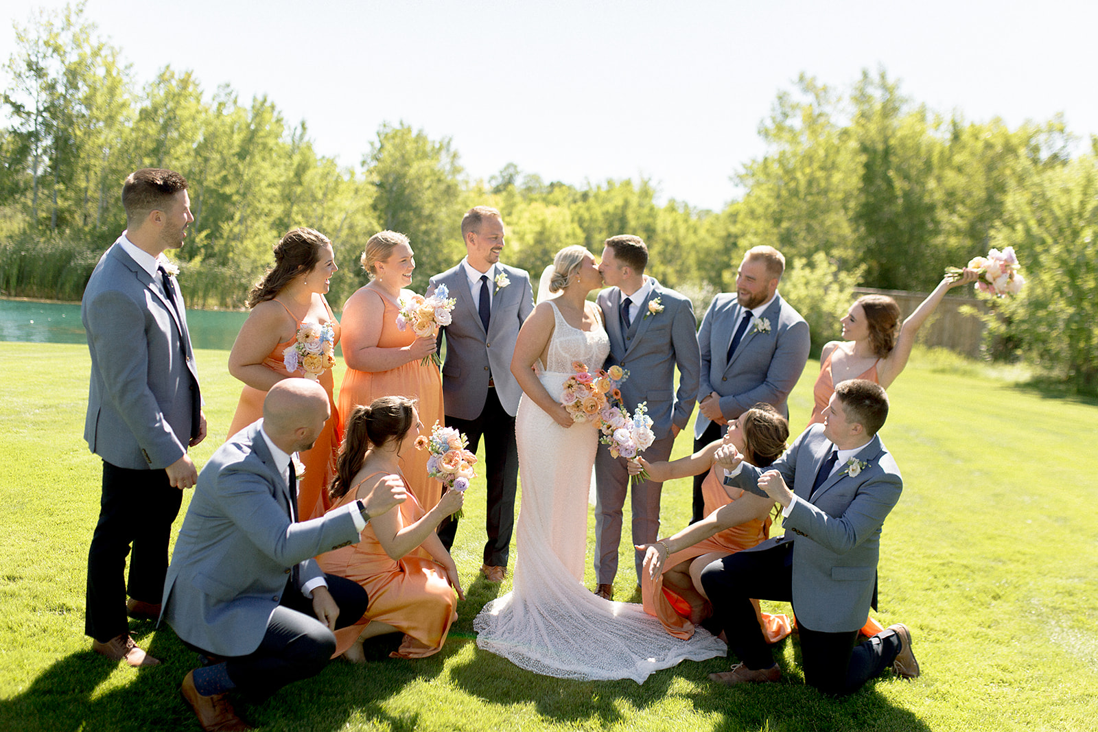 colourful wedding summer wedding at the white poplar winnipeg manitoba wedding venue light and airy wedding photographer